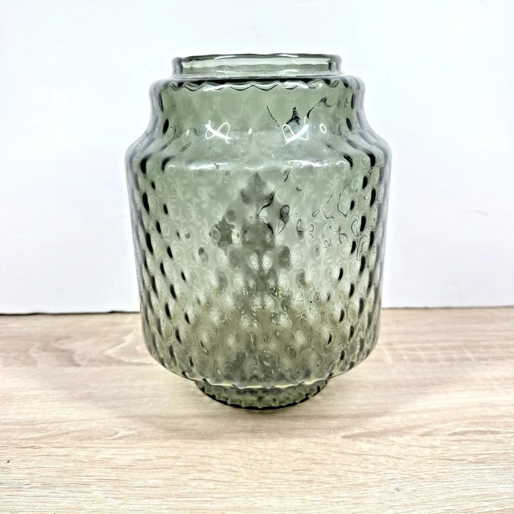 Vintage MCM Green Glass Shade Light Globe Lamp Scalloped 9